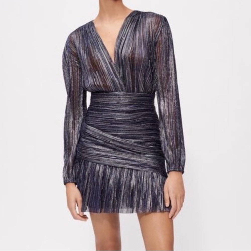 Maje Metallic Striped Mini Dress